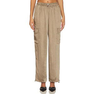 Revolve Superdown Metallic Olive Satin Cargo Pants Joggers Utility Rita Size S